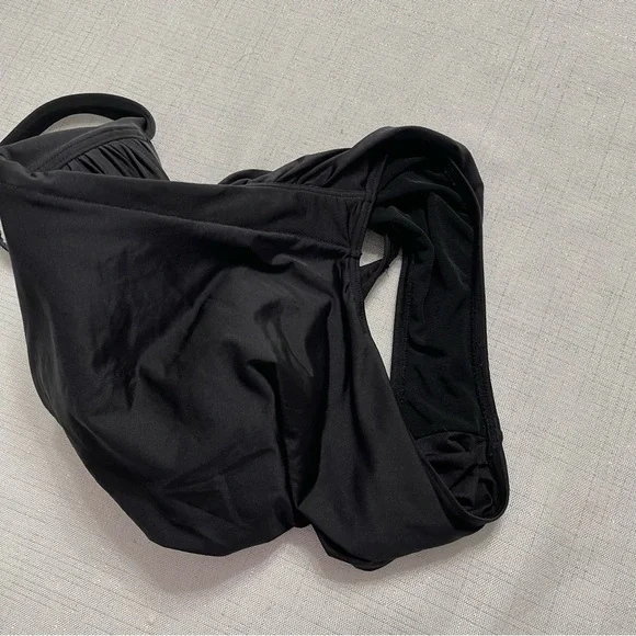 Bond-EyeOne Piece Swimsuit Solid BLACK Ruching US Size 6
